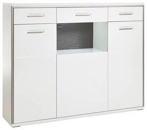 VYSOKÁ KOMODA, sivá, strieborná, biela, biela s vysokým leskom, 153/121/45 cm Livetastic - Komody, Online Only