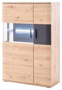 VYSOKÁ KOMODA, antracitová, číra, farba duba, 90/134/37 cm Livetastic - Komody, Online Only