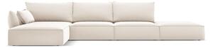 Béžová zamatová rohová pohovka (ľavý roh/s leňoškou) Vanda – Mazzini Sofas