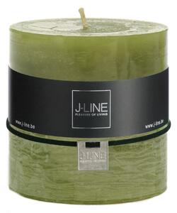 Rustikálna stĺpová sviečka v trávovo-zelenom farebnom prevedení 80 hodín/ 10 x 10 x 10 cm Jolipa 42358
