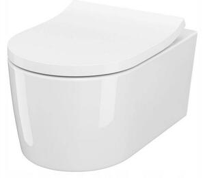 Cersanit INVERTO závesná wc misa StreanOn 52 x 35,5 cm + pomaly-padajúce sedátko Slim SC, Biela, S701-419