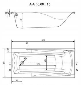 Cersanit Zen, akrylátová vaňa 180x85cm + nožičky, biela, S301-129
