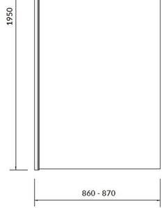 Cersanit Moduo - bočná stena 90x195cm, chrómový profil-číre sklo, S162-008
