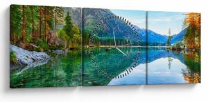 Obraz - Jazero Hintersee (s hodinami) (90x30 cm)