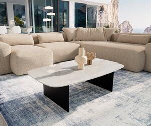 DELIFE Konferenčný stolík Edge zaoblený 120×70 cm keramika onyx šampanské salto kov čierna