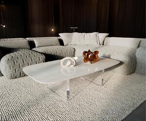 DELIFE Konferenčný stolík Edge zaoblený 140×80 cm keramika onyx champagne Lumia akryl