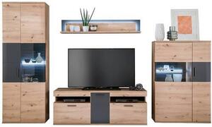 OBÝVACIA STENA, antracitová, číra, farba duba Livetastic - Obývacie steny, Online Only