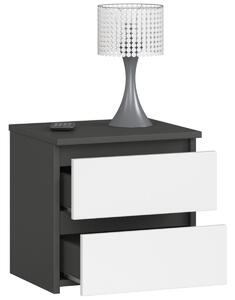 Ak furniture Nočný stolík CL2 s 2 zásuvkami šedý grafit/biely