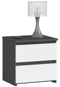 Ak furniture Nočný stolík CL2 s 2 zásuvkami šedý grafit/biely