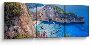 Obraz - Pláž Navagio, Grécko (s hodinami) (90x30 cm)