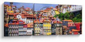 Obraz - Ribeira, Portugalsko (s hodinami) (90x30 cm)