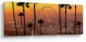 Obraz - Panorama Los Angeles (s hodinami) (90x30 cm)