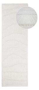 Biely ručne tkaný behúň s prímesou vlny 80x230 cm Sculptured Wave – Flair Rugs