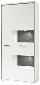 KOMBINÁCIA VITRÍN, sivá, strieborná, biela, biela s vysokým leskom, 94/201/38 cm Livetastic - Sklenené vitríny, Online Only