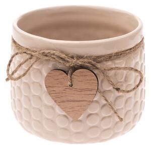 Keramický obal na kvetináč Heart, béžová, , 9,7 x 12 cm