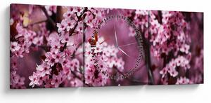 Obraz - Ružová sakura (s hodinami) (90x30 cm)