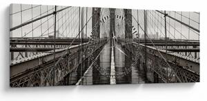 Obraz - Brooklynský most (s hodinami) (90x30 cm)