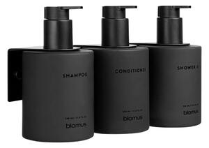 Čierne nástenné sklenené dávkovače mydla v súprave 3 ks 350 ml Kirei – Blomus