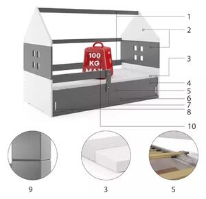 Domčeková posteľ DOMI 160x80cm - Grafitová - Grafitová