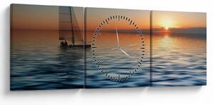 Obraz - Plachetnica na mori (s hodinami) (90x30 cm)