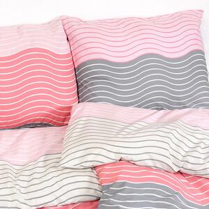 Goldea bavlnené posteľné obliečky deluxe - ružové vlnky 240 x 200 a 2ks 70 x 90 cm