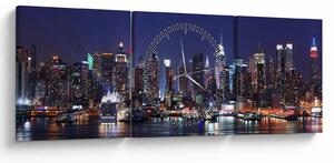 Obraz - Osvetlené New Yorské mrakodrapy (s hodinami) (90x30 cm)