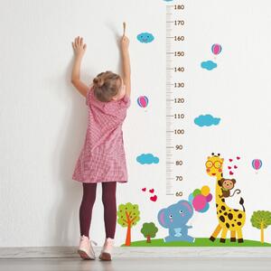 Samolepka na stenu "Detský meter - Žirafa so sloníkom" 177x100cm