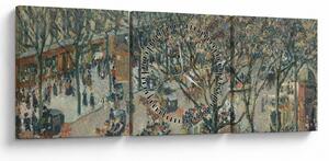 Obraz - Camille Pissarro, Boulevard des Italiens, Morning, Sunlight, reprodukcia (s hodinami) (90x30 cm)