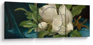 Obraz - Martin Johnson Heade, Giant Magnolias on a Blue Velvet Cloth, reprodukcia (s hodinami) (90x30 cm)
