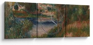 Obraz - Auguste Renoir, Landscape at Vetheuil, reprodukcia (s hodinami) (90x30 cm)