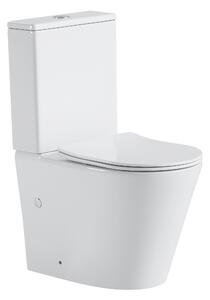 CERANO - Rimless WC kombi Carlito s nádržkou, spodný/zadný odpad + UF sedátko - biela lesklá - 36,5x85x61 cm