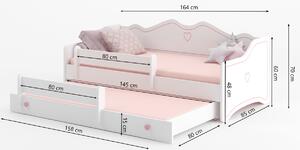 Detská posteľ s prístelkou a matracmi Elisa II 80x160 cm - biela / ružová