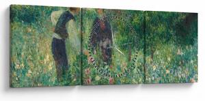 Obraz - Auguste Renoir, Picking Flowers, reprodukcia (s hodinami) (90x30 cm)