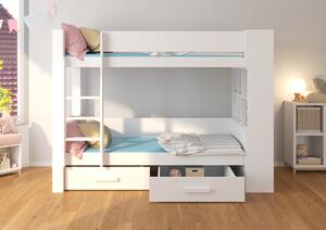 Poschodová posteľ s úložným priestorom Guinea 80x180 cm - biela