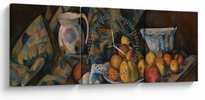 Obraz - Paul Cézanne, Still Life with Apples and Peaches, reprodukcia (s hodinami) (90x30 cm)