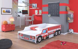 Detská posteľ s matracom Lorry 80x160 cm - červená / biela