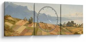 Obraz - Alexandre Calame, Swiss Landscape, reprodukcia (s hodinami) (90x30 cm)