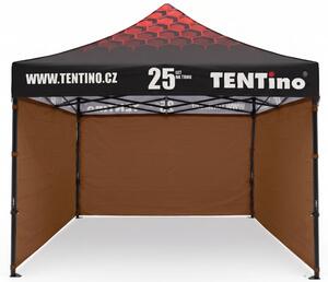 TENTino PROMO nožnicový stan 3x3 m STEEL s potlačenou STRECHOU Farba opláštenia: 10A - HNEDÁ, Počet bočních plachet: konstrukce + střecha TENTino + 1x boční strana