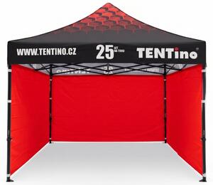 TENTino PROMO nožnicový stan 3x3 m STEEL s potlačenou STRECHOU Farba opláštenia: 7A - ČERVENÁ, Počet bočních plachet: konstrukce + střecha TENTino + 1x boční strana
