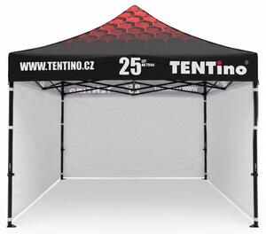 TENTino PROMO nožnicový stan 3x3 m STEEL s potlačenou STRECHOU Farba opláštenia: 1A - BIELA, Počet bočních plachet: konstrukce + střecha TENTino + 1x boční strana