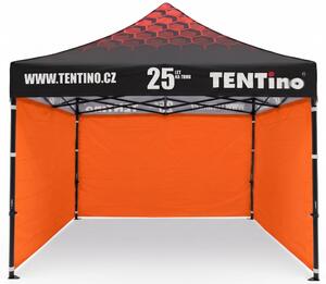 TENTino PROMO nožnicový stan 3x3 m STEEL s potlačenou STRECHOU Farba opláštenia: 6A - ORANŽOVÁ, Počet bočních plachet: konstrukce + střecha TENTino + 1x boční strana