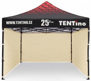 TENTino PROMO nožnicový stan 3x3 m STEEL s potlačenou STRECHOU Farba opláštenia: 2A - KRÉMOVÁ, Počet bočních plachet: konstrukce + střecha TENTino + 1x boční strana