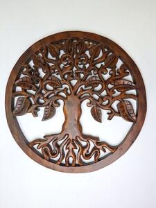 Mandala Strom života hnedý, 40 cm, okrúhly, drevo, ručná práca