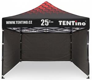 TENTino PROMO nožnicový stan 3x3 m STEEL s potlačenou STRECHOU Farba opláštenia: 11A - ČIERNA, Počet bočních plachet: konstrukce + střecha TENTino + 1x boční strana