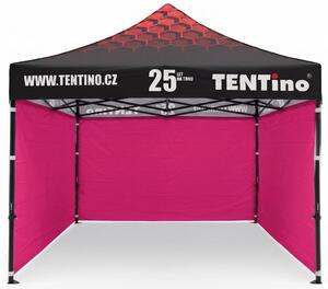 TENTino PROMO nožnicový stan 3x3 m STEEL s potlačenou STRECHOU Farba opláštenia: 14A - RUŽOVÁ, Počet bočních plachet: konstrukce + střecha TENTino + 1x boční strana