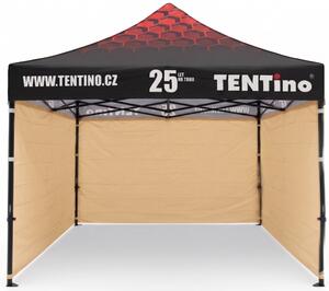TENTino PROMO nožnicový stan 3x3 m STEEL s potlačenou STRECHOU Farba opláštenia: 3A - BÉŽOVÁ, Počet bočních plachet: konstrukce + střecha TENTino + 1x boční strana