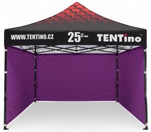 TENTino PROMO nožnicový stan 3x3 m STEEL s potlačenou STRECHOU Farba opláštenia: 15A - FIALOVÁ, Počet bočních plachet: konstrukce + střecha TENTino + 1x boční strana