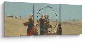 Obraz - Eugène Boudin, Women on the Beach at Berck, reprodukcia (s hodinami) (90x30 cm)