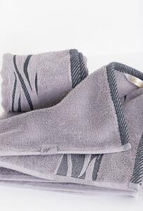 Matějovský BORNEO uteráky, osušky - šedé s antracitovou bordúrou sivá Bavlna 50x100 cm