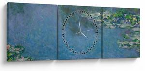 Obraz - Claude Monet, Water Lilies, reprodukcia (s hodinami) (90x30 cm)